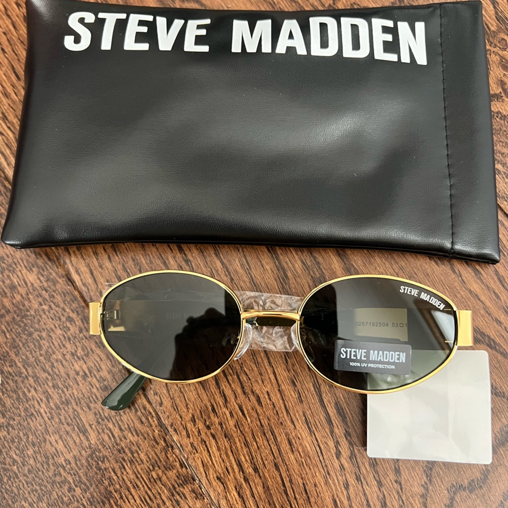 Steve Madden Gold Frame Sunglasses with Black Lenses